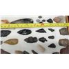 Image 5 : Collection of Prehistoric Artifacts, Arrowheads, Stone Tools, Points and Flakes in Wooden Display