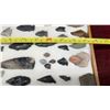 Image 8 : Collection of Prehistoric Artifacts, Arrowheads, Stone Tools, Points and Flakes in Wooden Display