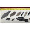 Image 9 : Collection of Prehistoric Artifacts, Arrowheads, Stone Tools, Points and Flakes in Wooden Display