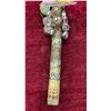 Image 6 : Handcrafted Folk Art Ceremonial Rattle Staff with Shrunken Head, Jingle Bells and Leaves, 13”