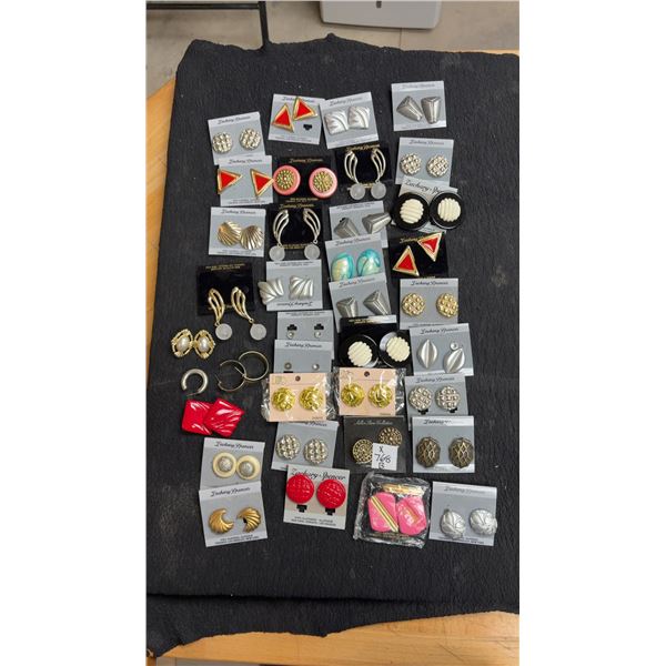 Large Lot of Vintage Zachary Spencer and More Fashion Earrings, 1980s-1990s, on Original Cards
