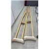 Image 5 : Two Pairs of Underarm Crutches, Wooden and Medline Adjustable Aluminum