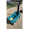 Image 3 : Step2 Teal Plastic Wagon with Black Handle, Beige Seat, and White Wheels