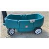 Image 4 : Step2 Teal Plastic Wagon with Black Handle, Beige Seat, and White Wheels