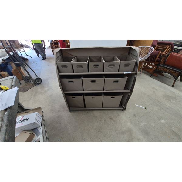 Collapsible Fabric Storage Unit with 12 Fabric Bins