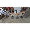 Image 1 : Three Industrial Style Swivel Bar Stools with Wood Seats and Metal Frames
