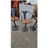 Image 4 : Three Industrial Style Swivel Bar Stools with Wood Seats and Metal Frames