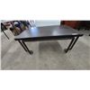 Image 1 : Dark Wood and Metal Coffee Table and Nesting Table, 20”×28”×48”