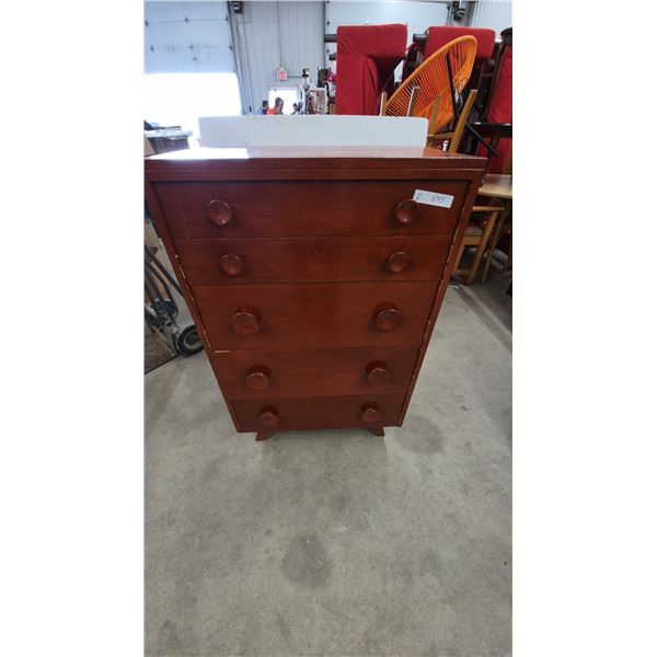 Tapered Chest of Drawers with 4 Drawers and Wooden Knobs, 42”×28”×18”