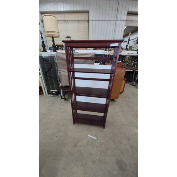 Mission Style Dark Wood 4-Tier Bookcase. 63”×30”×12”