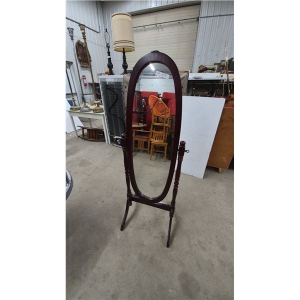 Oval Wood Cheval Mirror, Mirror Size 47”×16”