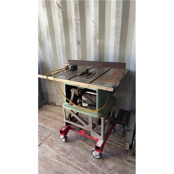Table Saw, Blade, Fence, Miter Gauge, and Rolling Stand