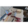 Image 4 : Assorted Levels, Sawhorse Brackets, Work Gloves, Rulers, and Hammer Handle