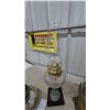 Image 5 : Three Antique Oil Lamps: Frosted Glass and Brass Lamp with Figural Base, and Two Metal Lamps