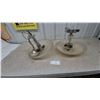Image 1 : Two Vintage Ceiling Light Fixtures: One Hanging and One Flush Mount, Both with Frosted Glass Shades