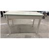 Image 4 : Vintage 1930s-1950s Enamel Top Kitchen Utility Table with Mint Green Trim and Divided Drawer