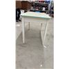 Image 5 : Vintage 1930s-1950s Enamel Top Kitchen Utility Table with Mint Green Trim and Divided Drawer