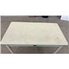 Image 6 : Vintage 1930s-1950s Enamel Top Kitchen Utility Table with Mint Green Trim and Divided Drawer