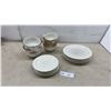 Image 1 : Off-White Ceramic Dinnerware Set With Crazed Glaze, Plates and Bowls, 21 Pieces