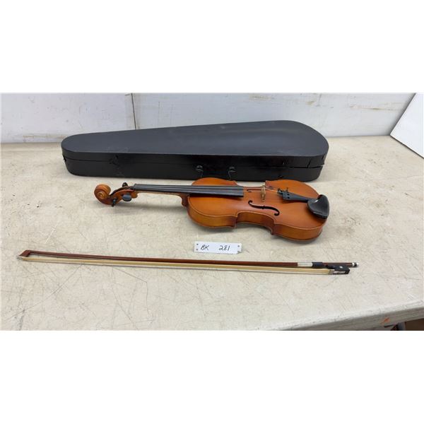 Full-Size Violin, Professional Setup, with Bow (New Hair, Silver Winding) and Wooden Case, Ready