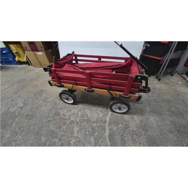 Millside Red Folding Wagon with Steering Handle all season wheels and interchangeable skis
