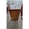 Image 1 : Vintage Wood 5-Drawer Chest of Drawers with Orange Pulls 49” x30”×18”
