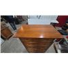 Image 3 : Vintage Wood 5-Drawer Chest of Drawers with Orange Pulls 49” x30”×18”