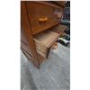 Image 6 : Vintage Wood 5-Drawer Chest of Drawers with Orange Pulls 49” x30”×18”
