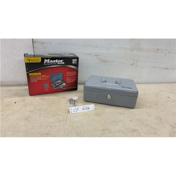 Master Lock Cash Box with Steel Construction, Security Lock, and 7-Compartment Plastic Tray