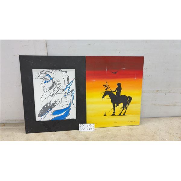 Two Indigenous Paintings, Signed Elvis Antozne
