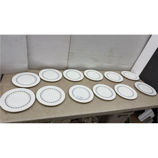 Wedgwood Bone China  Stardust  Pattern Plates with Gold Rim, Made in England, Set of 12