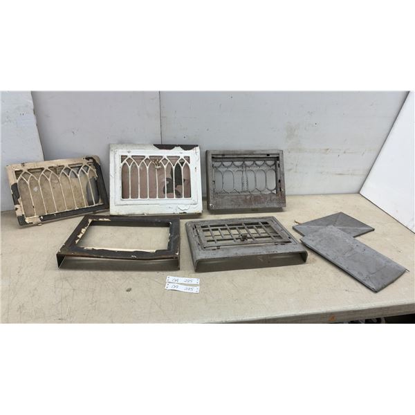 Antique Cast Iron and Metal Heating Registers and Grates, Patented 1916, Gothic Arch Design