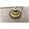 Image 2 : Antique Ornate Floor Lamp with Fluted Column, Brass and Marble Tiered Base, Pleated Fabric Shade