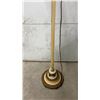 Image 3 : Antique Ornate Floor Lamp with Fluted Column, Brass and Marble Tiered Base, Pleated Fabric Shade