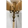 Image 4 : Antique Ornate Floor Lamp with Fluted Column, Brass and Marble Tiered Base, Pleated Fabric Shade