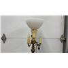 Image 6 : Antique Ornate Floor Lamp with Fluted Column, Brass and Marble Tiered Base, Pleated Fabric Shade