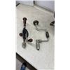 Image 10 : Porkert No. 5 Meat Grinder, Cast Iron Sprinkler, Cast Iron Kettles, Cast Iron Stand, Manual Drills