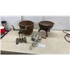 Image 1 : Porkert No. 5 Meat Grinder, Cast Iron Sprinkler, Cast Iron Kettles, Cast Iron Stand, Manual Drills