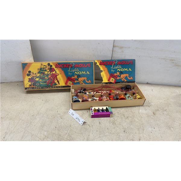 Vintage NOMA Mickey Mouse Christmas Lights With Mazda Lamps and GE Series Sparkle Lights