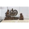 Image 1 : Coppercraft Sculptures, Woman at Spinning Wheel and Scarecrow on Fence, Largest 20 × 25”