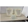 Image 1 : Three Off-White Lamp Shades, Two Large Cylindrical Drum and One Small Conical Pleated