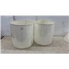 Image 2 : Three Off-White Lamp Shades, Two Large Cylindrical Drum and One Small Conical Pleated