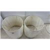 Image 3 : Three Off-White Lamp Shades, Two Large Cylindrical Drum and One Small Conical Pleated