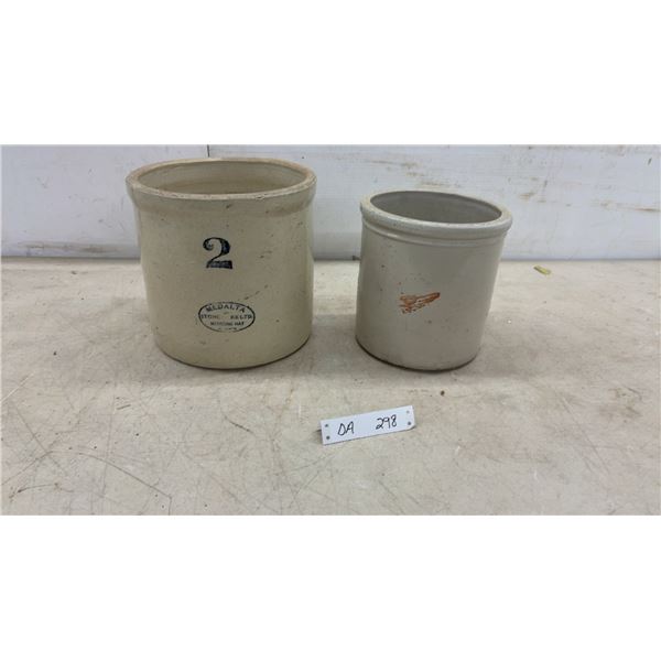 Medalta Stoneware Limited 2-Gallon Crock and Stoneware Crock with Red Wing Mark