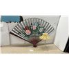 Image 1 : Large Hand-Painted Asian Folding Wall Fan with Peonies and Butterflies, Approximately 36 × 65” and