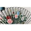 Image 2 : Large Hand-Painted Asian Folding Wall Fan with Peonies and Butterflies, Approximately 36 × 65” and