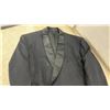 Image 5 : Men's Black Tuxedo with Shawl Collar Jacket and Pleated Satin Stripe Trousers, No Size Listed