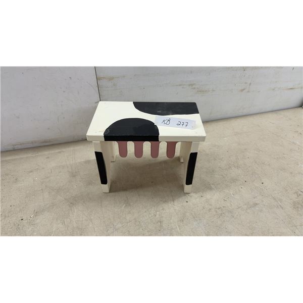 Novelty Wooden Cow Milking Stool with Black and White Print and Pink Udder Design