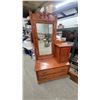 Image 2 : Antique Dresser with Mirror, Cabinet, and Full-Size Bed Frame