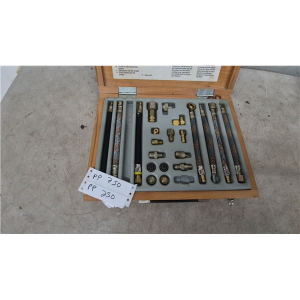 LM Lubro Moly JetClean Universal Adapter Kit, Hoses, and Fittings in Wood Case